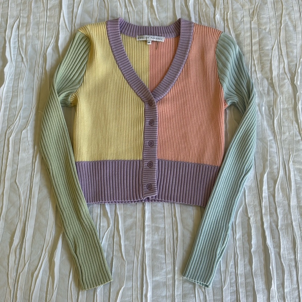NORDSTROM Pastel Color Block Cardigan Sweater